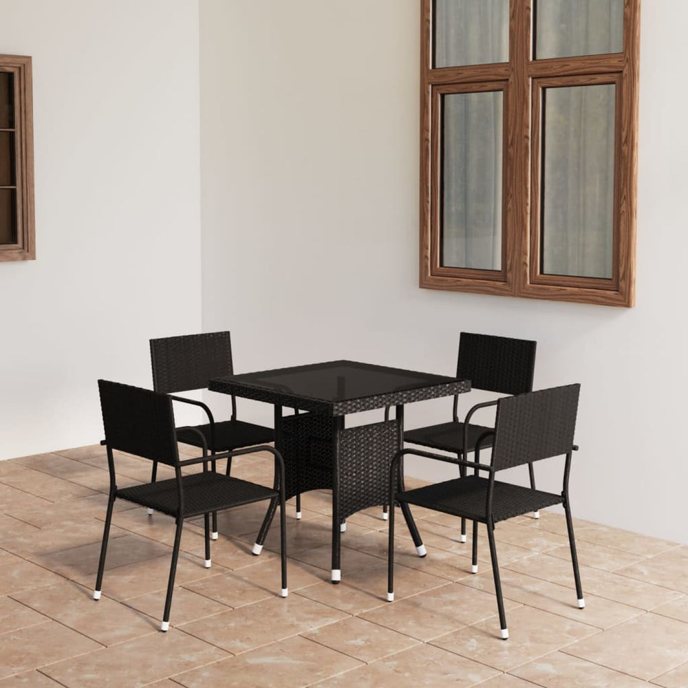 vidaXL Salon de jardin 5 pcs résine tressée Noir