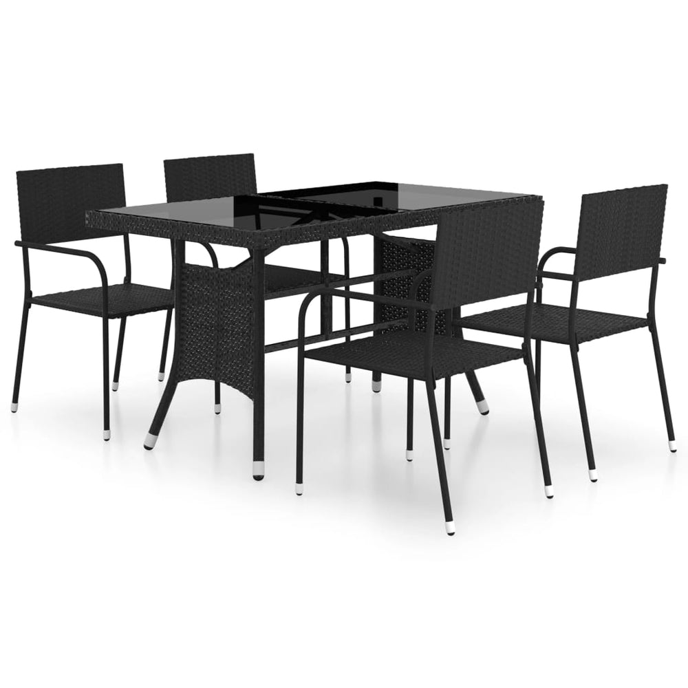 vidaXL Salon de jardin 5 pcs résine tressée Noir