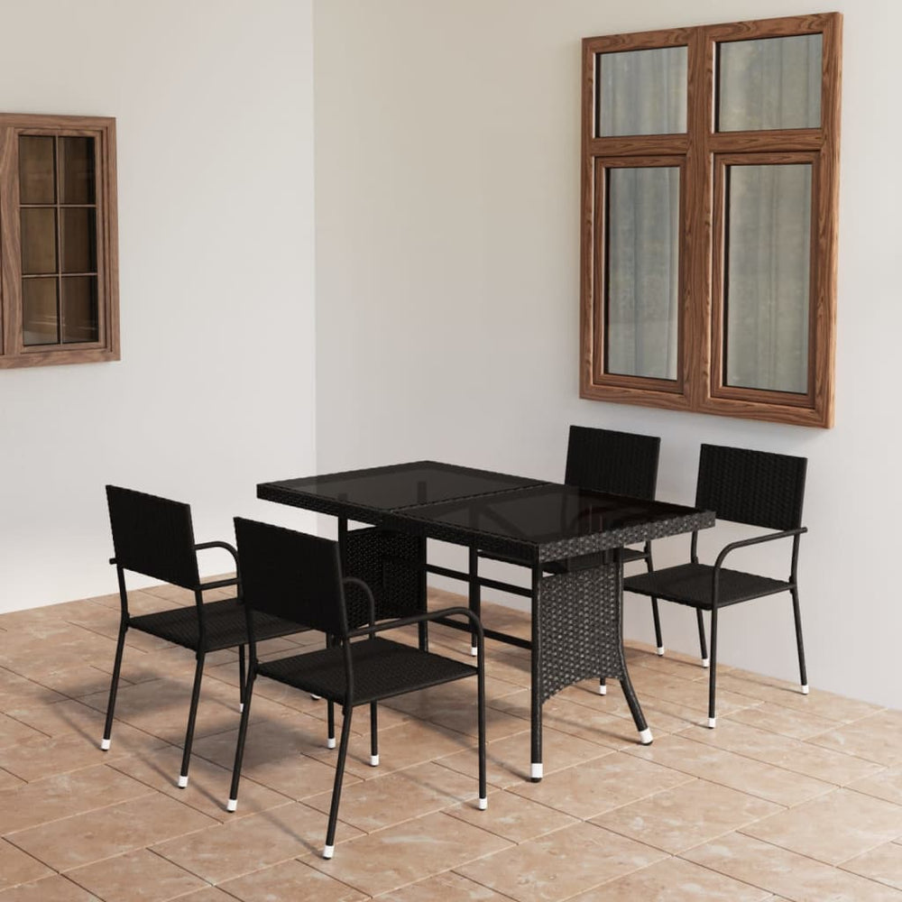 vidaXL Salon de jardin 5 pcs résine tressée Noir