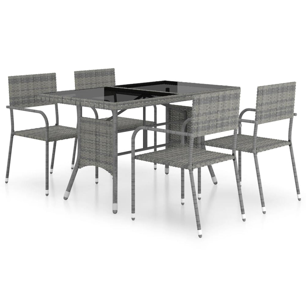 vidaXL Ensemble repas de jardin 5 pcs résine tressée anthracite et gris