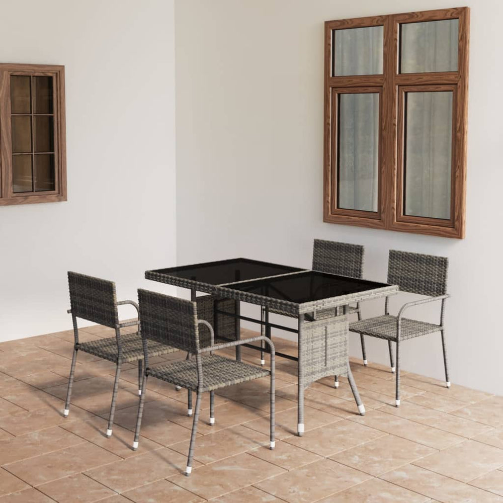 vidaXL Ensemble repas de jardin 5 pcs résine tressée anthracite et gris
