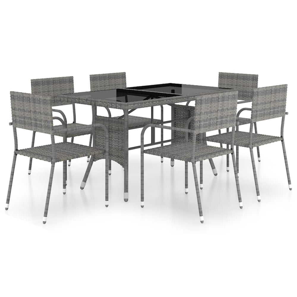 vidaXL Salon de jardin à dîner 7 pcs Résine tressée Anthracite et Gris