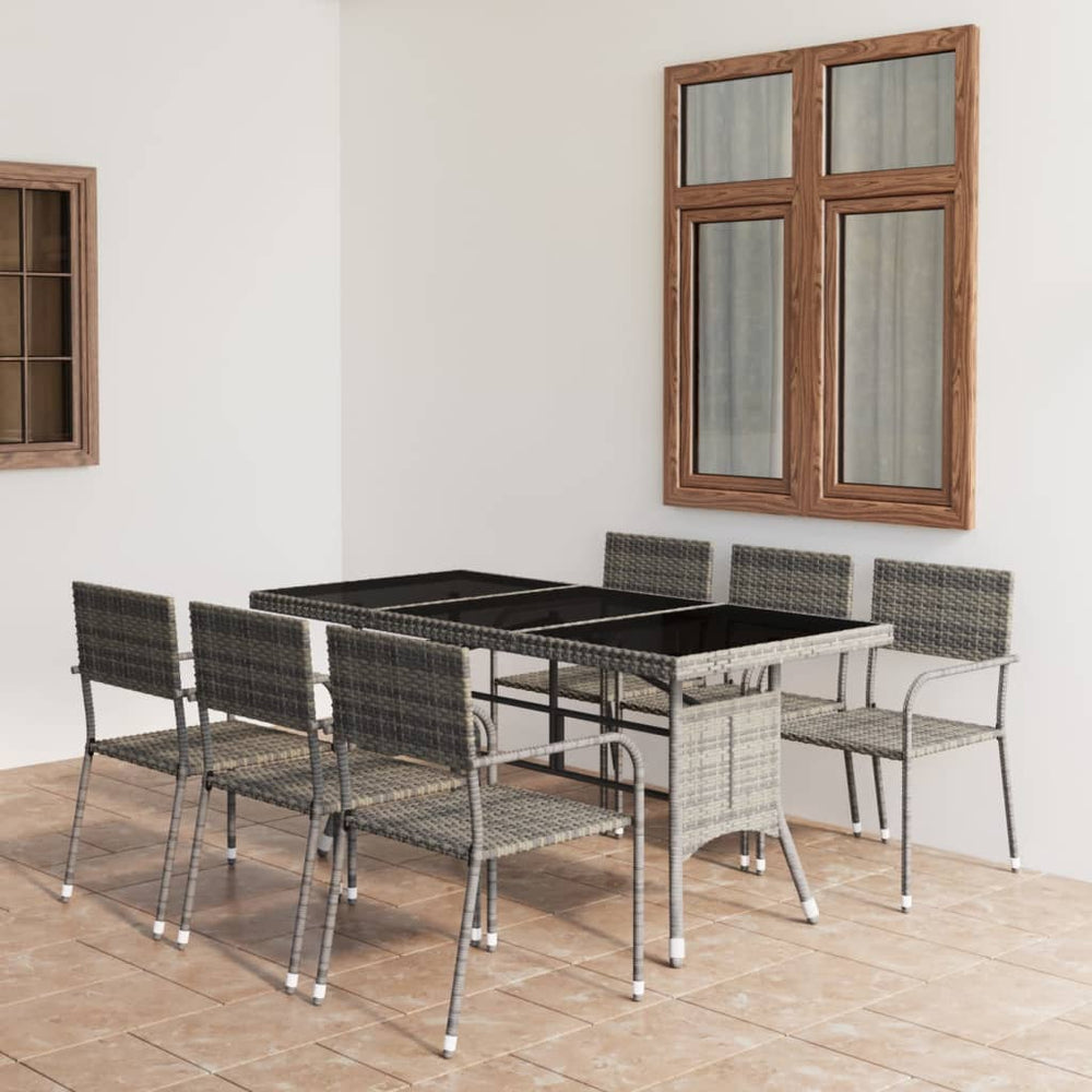 vidaXL Salon de jardin à dîner 7 pcs Résine tressée Anthracite et Gris
