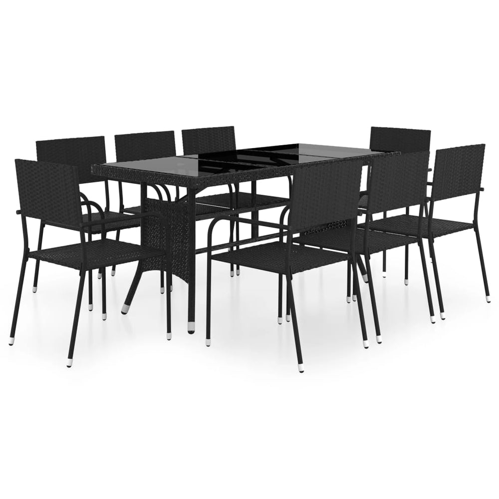 vidaXL Ensemble de salle à manger de jardin 9 pcs Résine tressée Noir