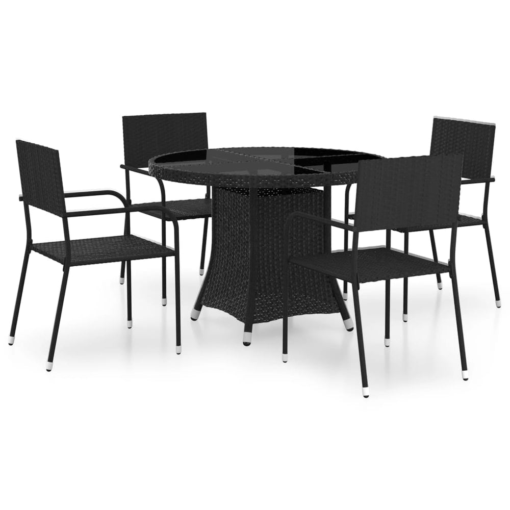 vidaXL Salon de jardin 5 pcs résine tressée Noir