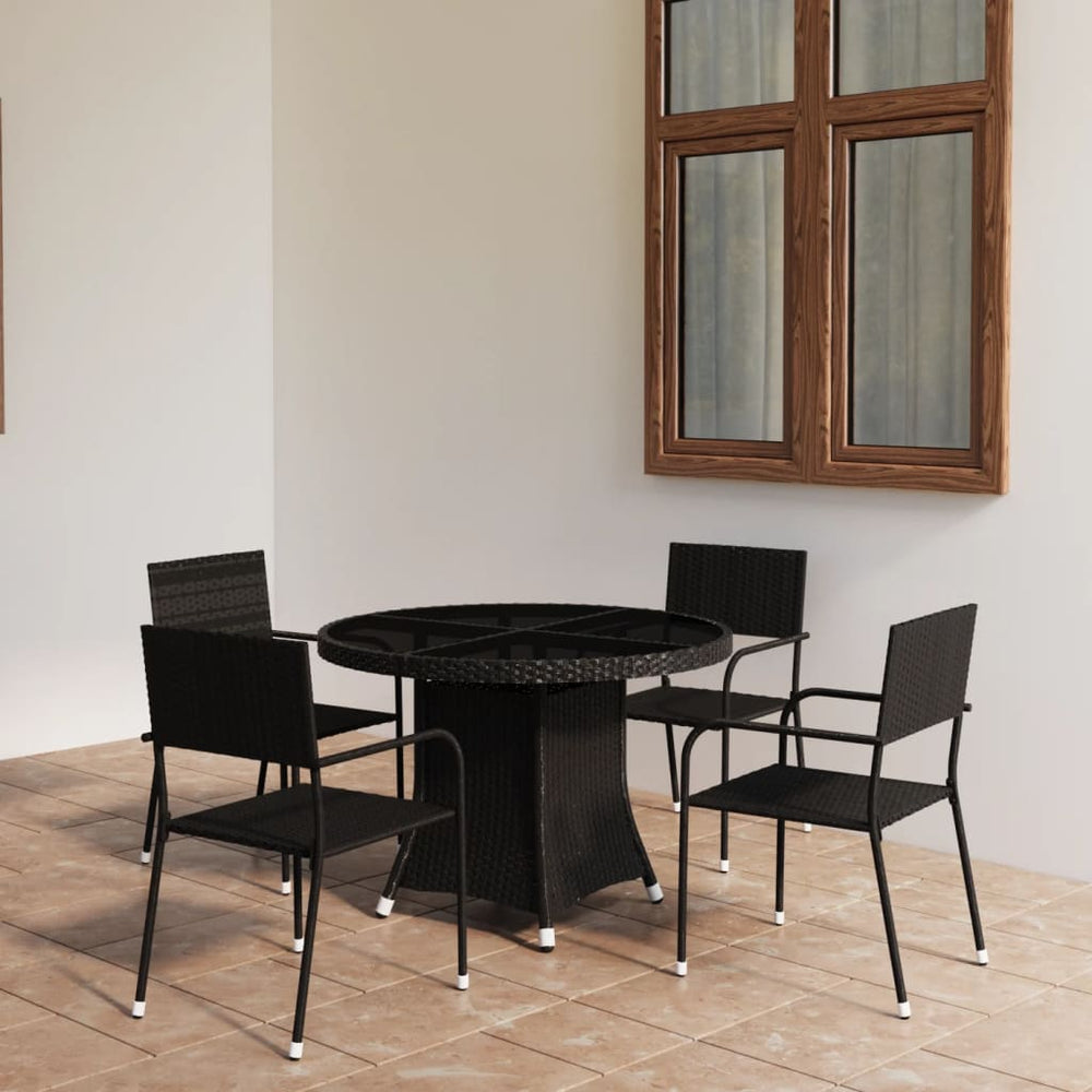 vidaXL Salon de jardin 5 pcs résine tressée Noir