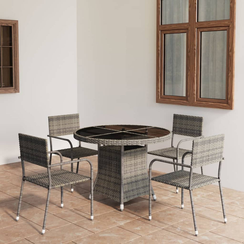 vidaXL Ensemble repas de jardin 5 pcs résine tressée anthracite et gris