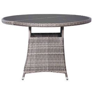 7-tlg. Garten-Essgruppe Poly Rattan Anthrazit und Grau
