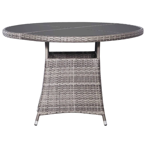7-tlg. Garten-Essgruppe Poly Rattan Anthrazit und Grau