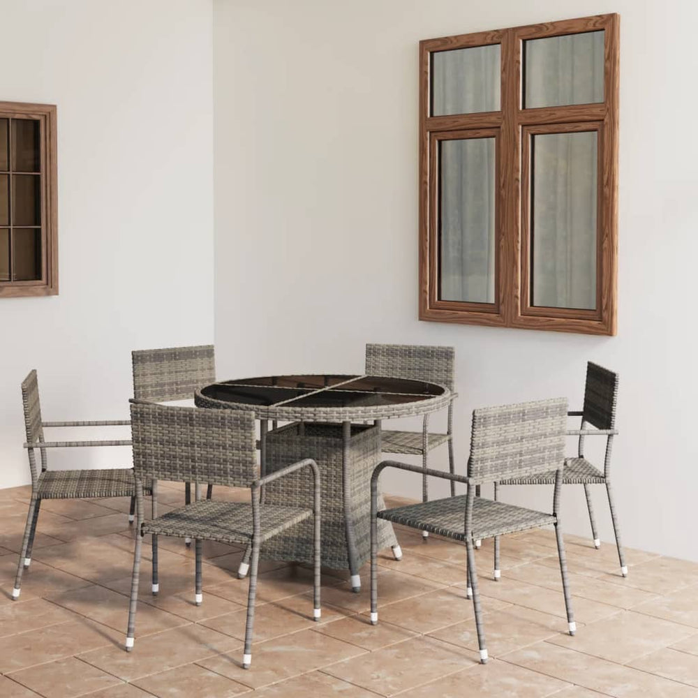 vidaXL Salon de jardin à dîner 7 pcs Résine tressée Anthracite et Gris