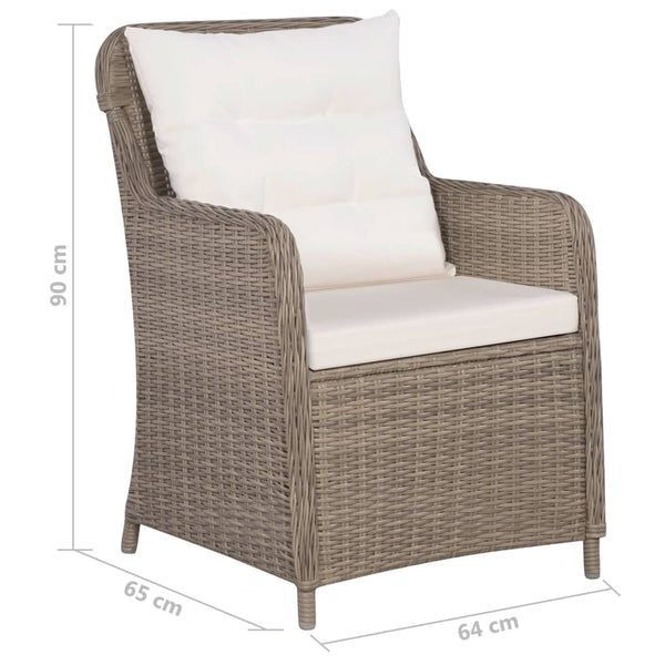 7-tlg. Garten-Essgruppe Poly Rattan Braun