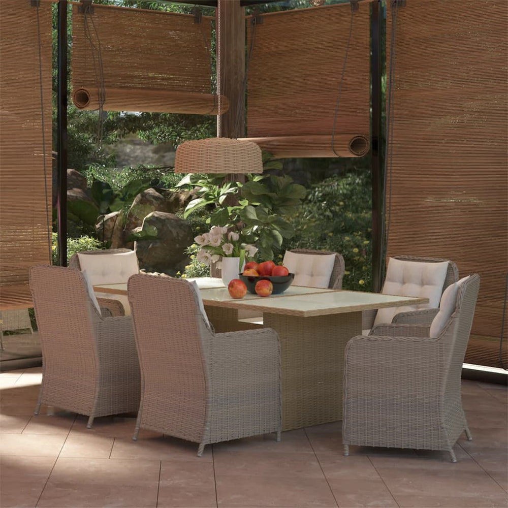 vidaXL Ensemble de salle à manger de jardin 7 pcs en résine tressée marron