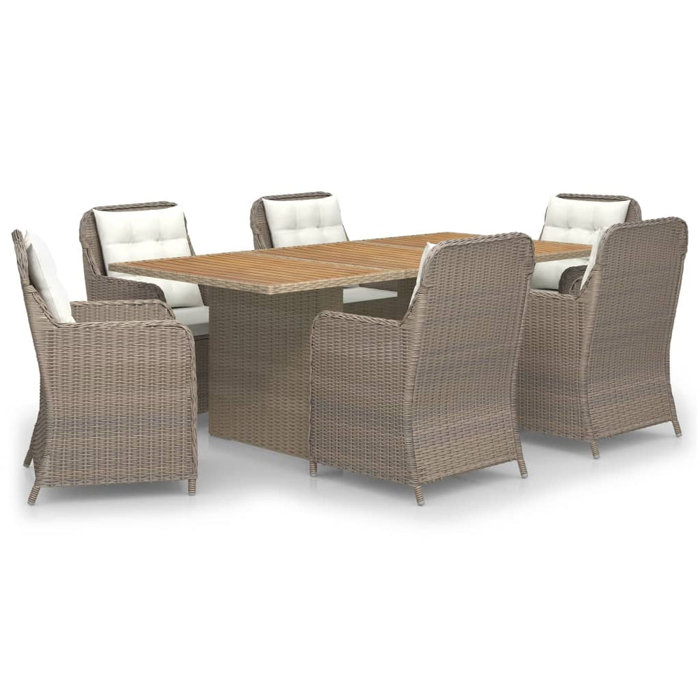 vidaXL Ensemble de salle à manger de jardin 7 pcs en résine tressée marron