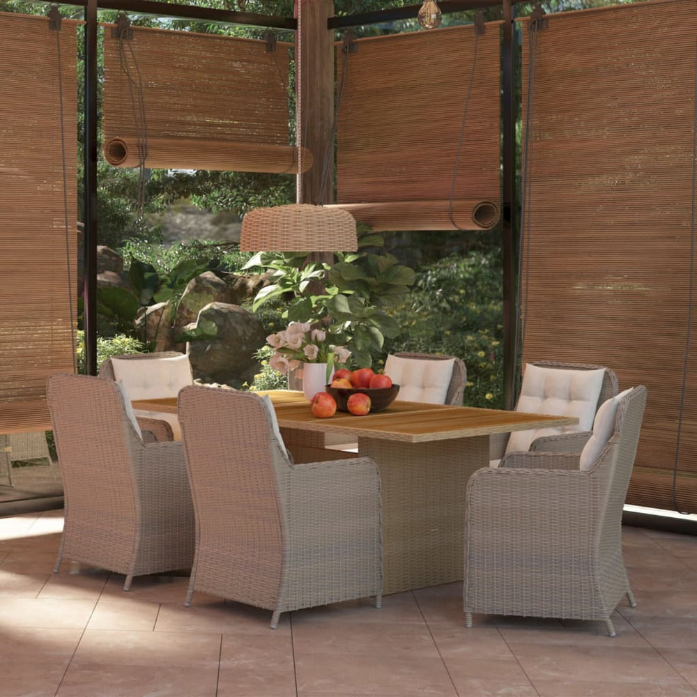 vidaXL Ensemble de salle à manger de jardin 7 pcs en résine tressée marron