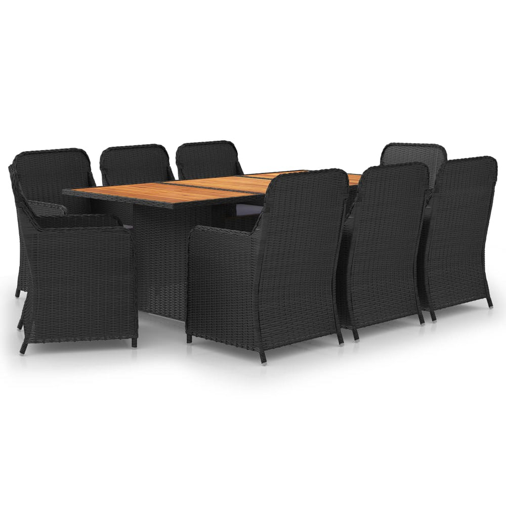 vidaXL Ensemble de salle à manger de jardin 9 pcs Résine tressée Noir