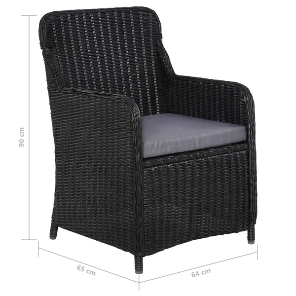 9-tlg. Garten-Essgruppe Poly Rattan Schwarz