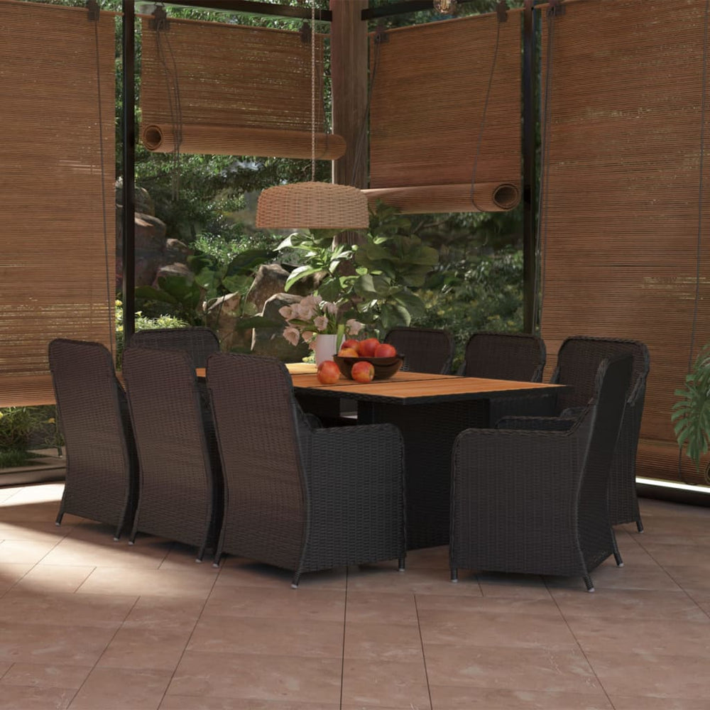 vidaXL Ensemble de salle à manger de jardin 9 pcs Résine tressée Noir