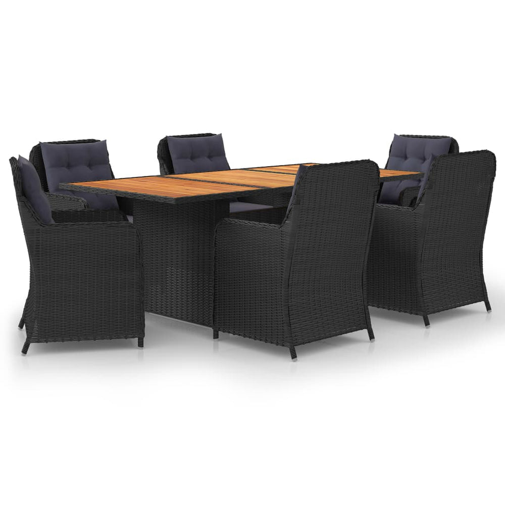 vidaXL Salon de jardin à dîner 7 pcs Résine tressée Noir
