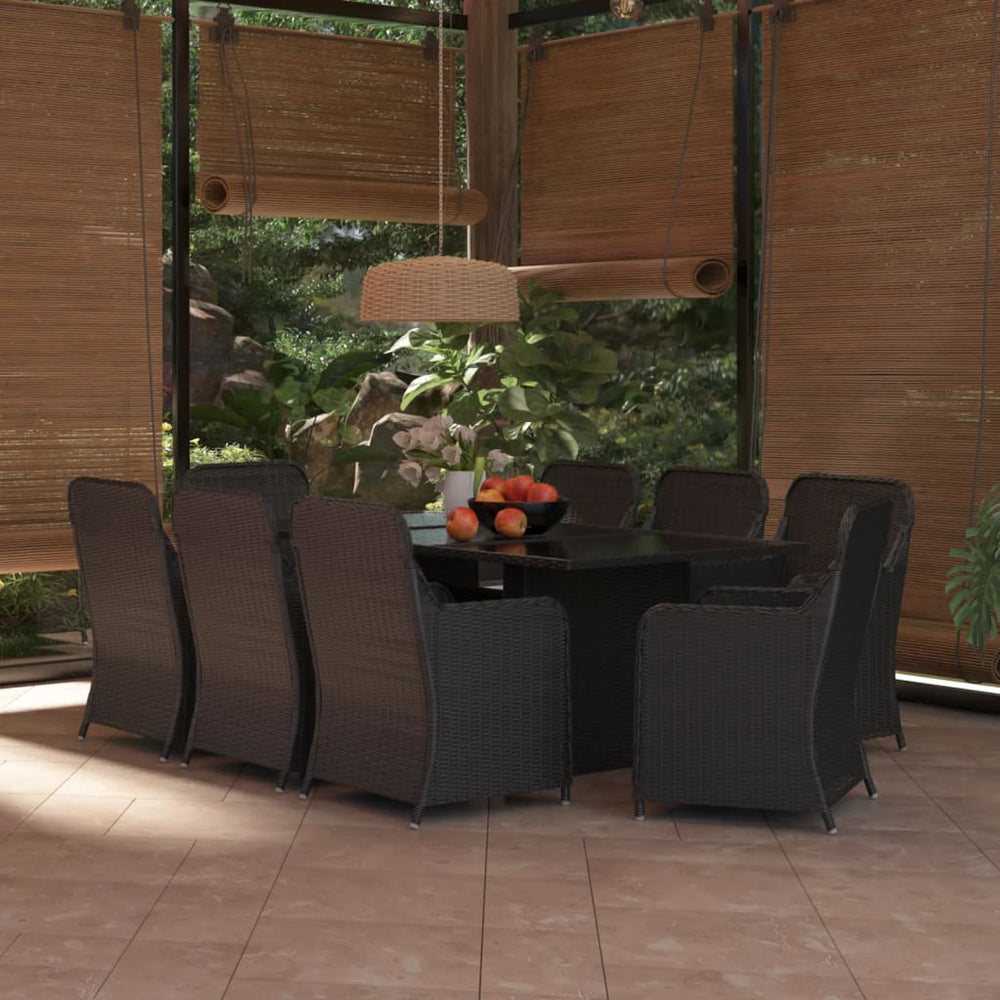 vidaXL Ensemble de salle à manger de jardin 9 pcs Résine tressée Noir