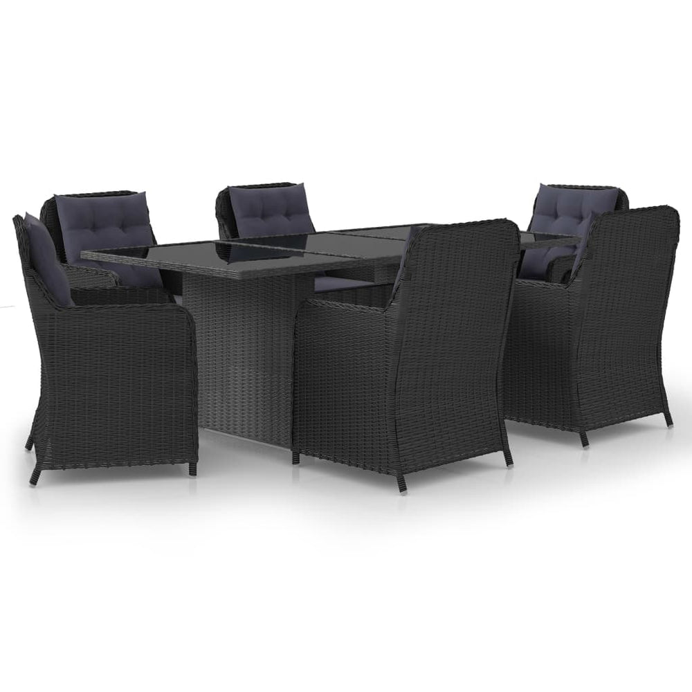 vidaXL Salon de jardin à dîner 7 pcs Résine tressée Noir