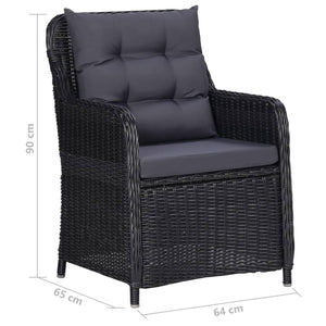 7-tlg. Garten-Essgruppe Poly Rattan Schwarz