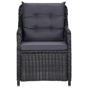 7-tlg. Garten-Essgruppe Poly Rattan Schwarz