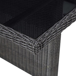 11-tlg. Garten-Essgruppe Poly Rattan Schwarz