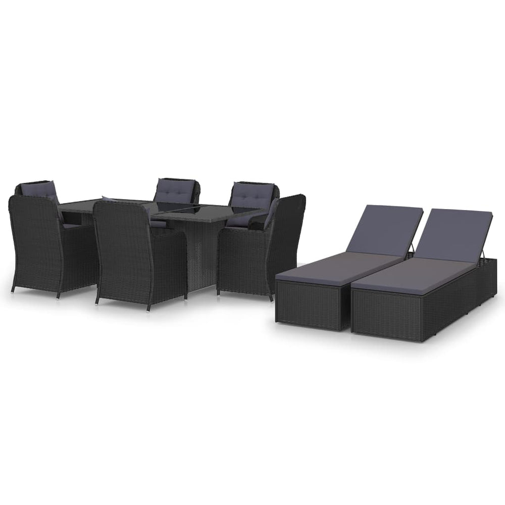 vidaXL Ensemble de salle à manger de jardin 9 pcs Résine tressée Noir