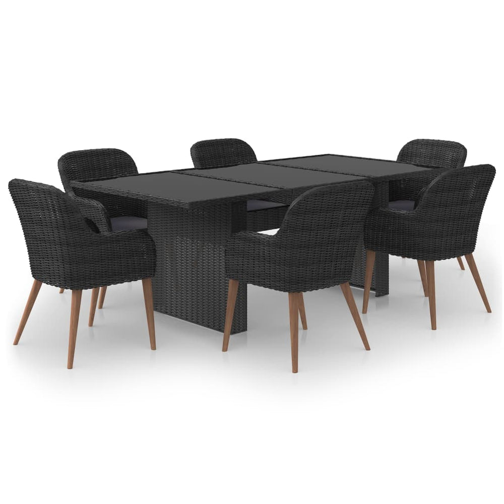 vidaXL Salon de jardin à dîner 7 pcs Résine tressée Noir