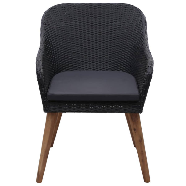 7-tlg. Garten-Essgruppe Poly Rattan Schwarz