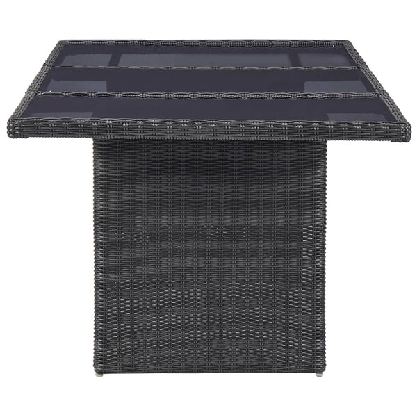 7-tlg. Garten-Essgruppe Poly Rattan Schwarz