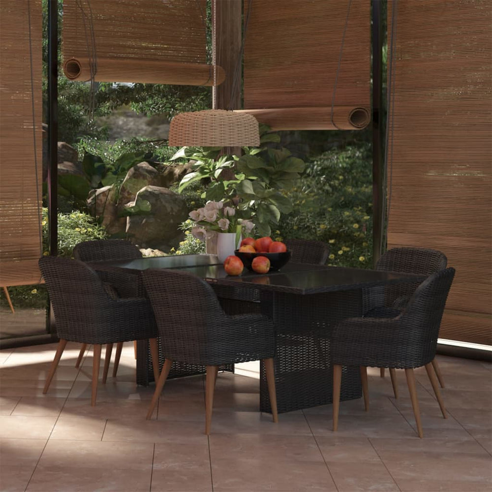 vidaXL Salon de jardin à dîner 7 pcs Résine tressée Noir