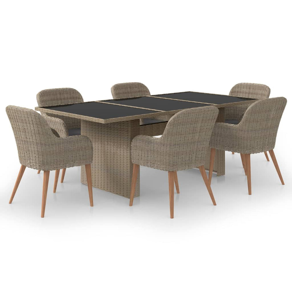 vidaXL Ensemble de salle à manger de jardin 7 pcs en résine tressée marron
