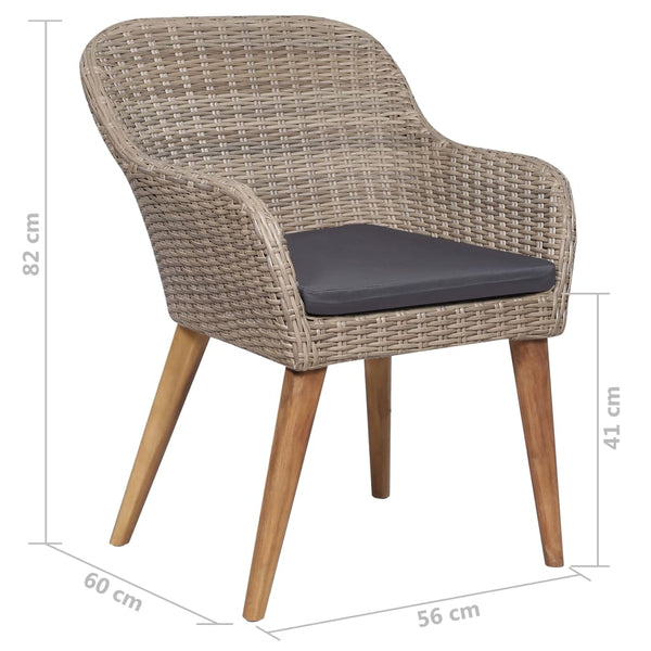 7-tlg. Garten-Essgruppe Poly Rattan Braun
