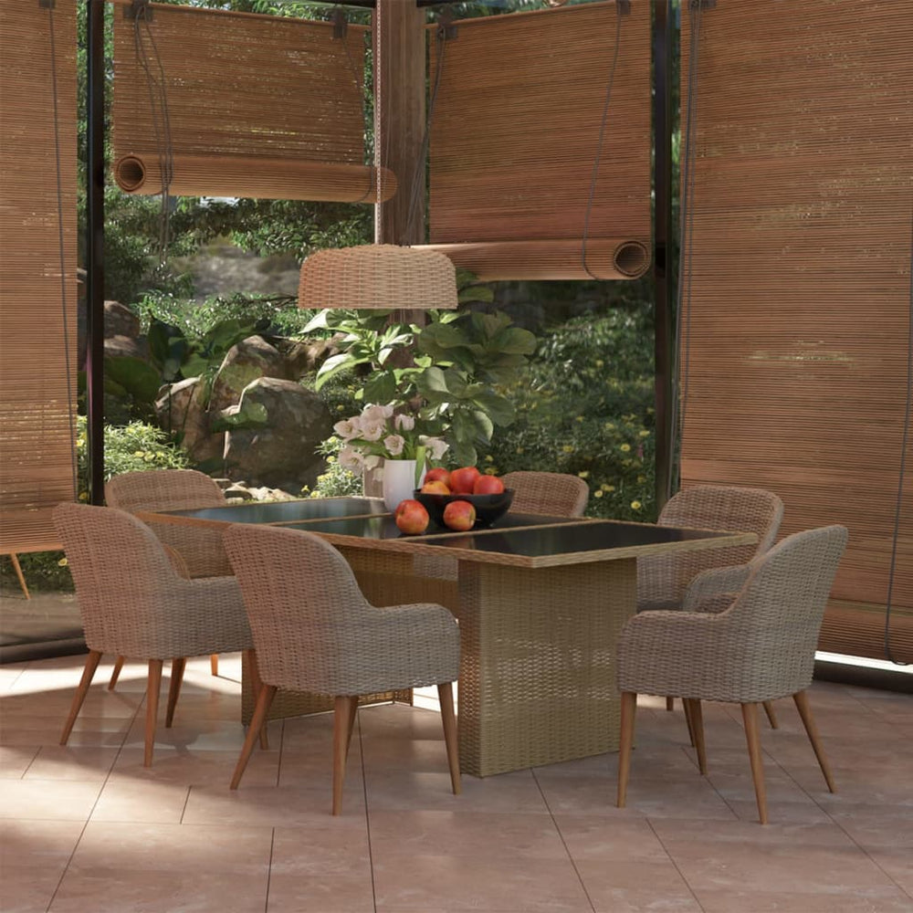 vidaXL Ensemble de salle à manger de jardin 7 pcs en résine tressée marron