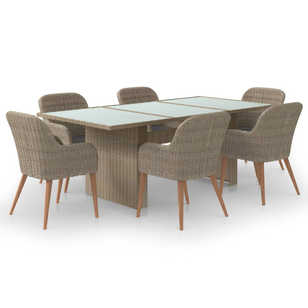 vidaXL Ensemble de salle à manger de jardin 7 pcs en résine tressée marron