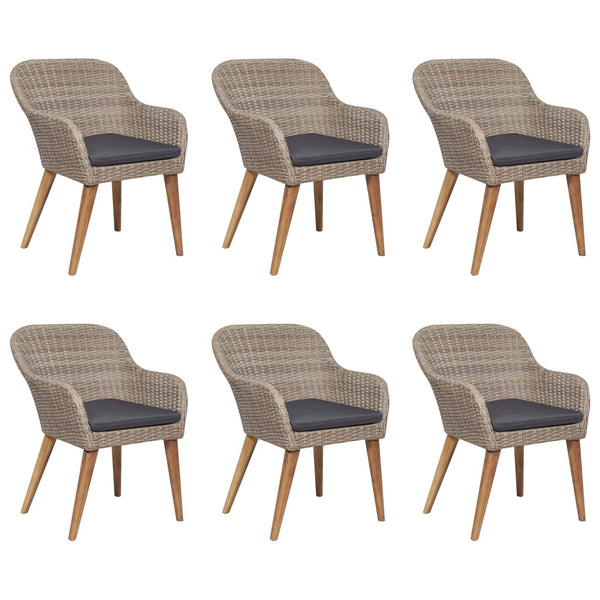 7-tlg. Garten-Essgruppe Poly Rattan Braun