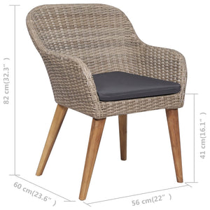 7-tlg. Garten-Essgruppe Poly Rattan Braun