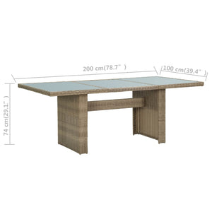 7-tlg. Garten-Essgruppe Poly Rattan Braun