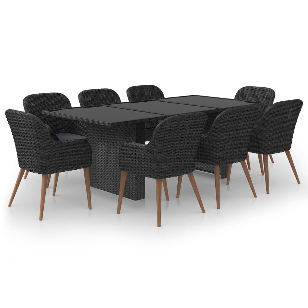 vidaXL Ensemble de salle à manger de jardin 9 pcs Résine tressée Noir