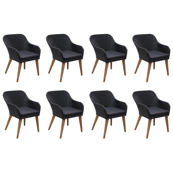 9-tlg. Garten-Essgruppe Poly Rattan Schwarz