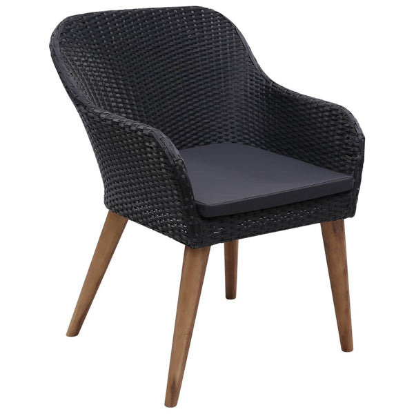 9-tlg. Garten-Essgruppe Poly Rattan Schwarz