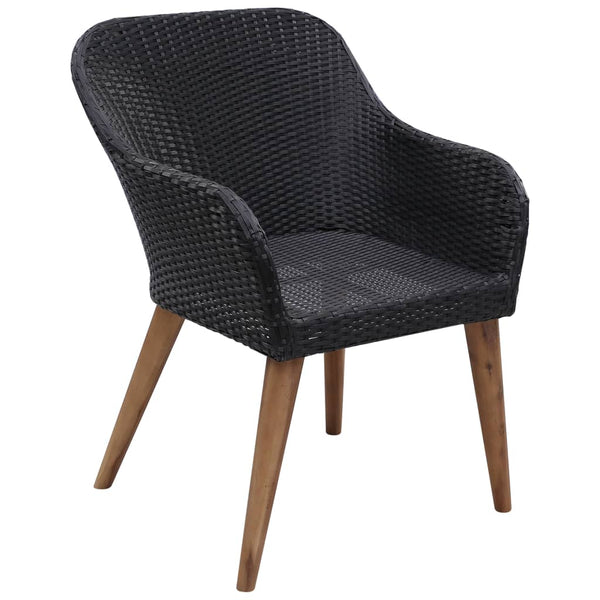 9-tlg. Garten-Essgruppe Poly Rattan Schwarz