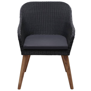 9-tlg. Garten-Essgruppe Poly Rattan Schwarz