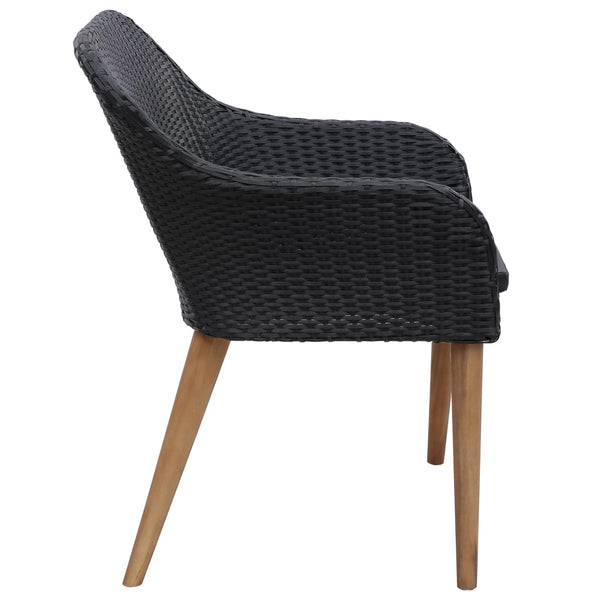 9-tlg. Garten-Essgruppe Poly Rattan Schwarz