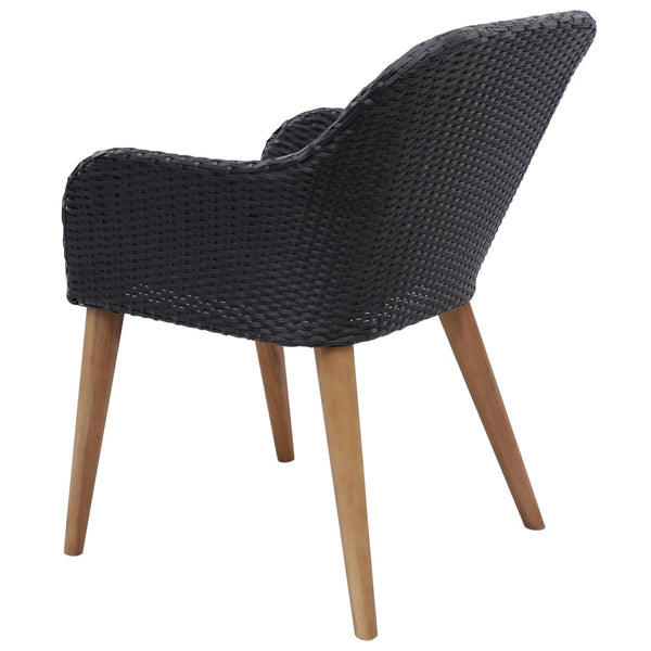 9-tlg. Garten-Essgruppe Poly Rattan Schwarz