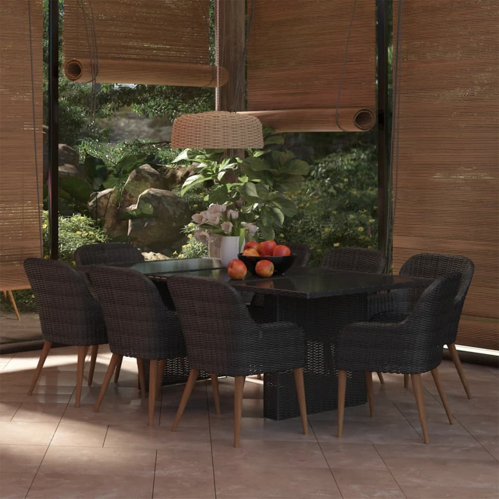vidaXL Ensemble de salle à manger de jardin 9 pcs Résine tressée Noir
