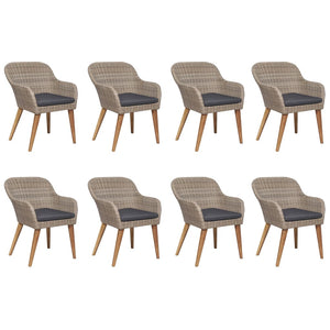 9-tlg. Garten-Essgruppe Poly Rattan Braun