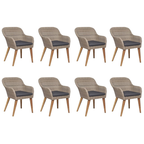 9-tlg. Garten-Essgruppe Poly Rattan Braun