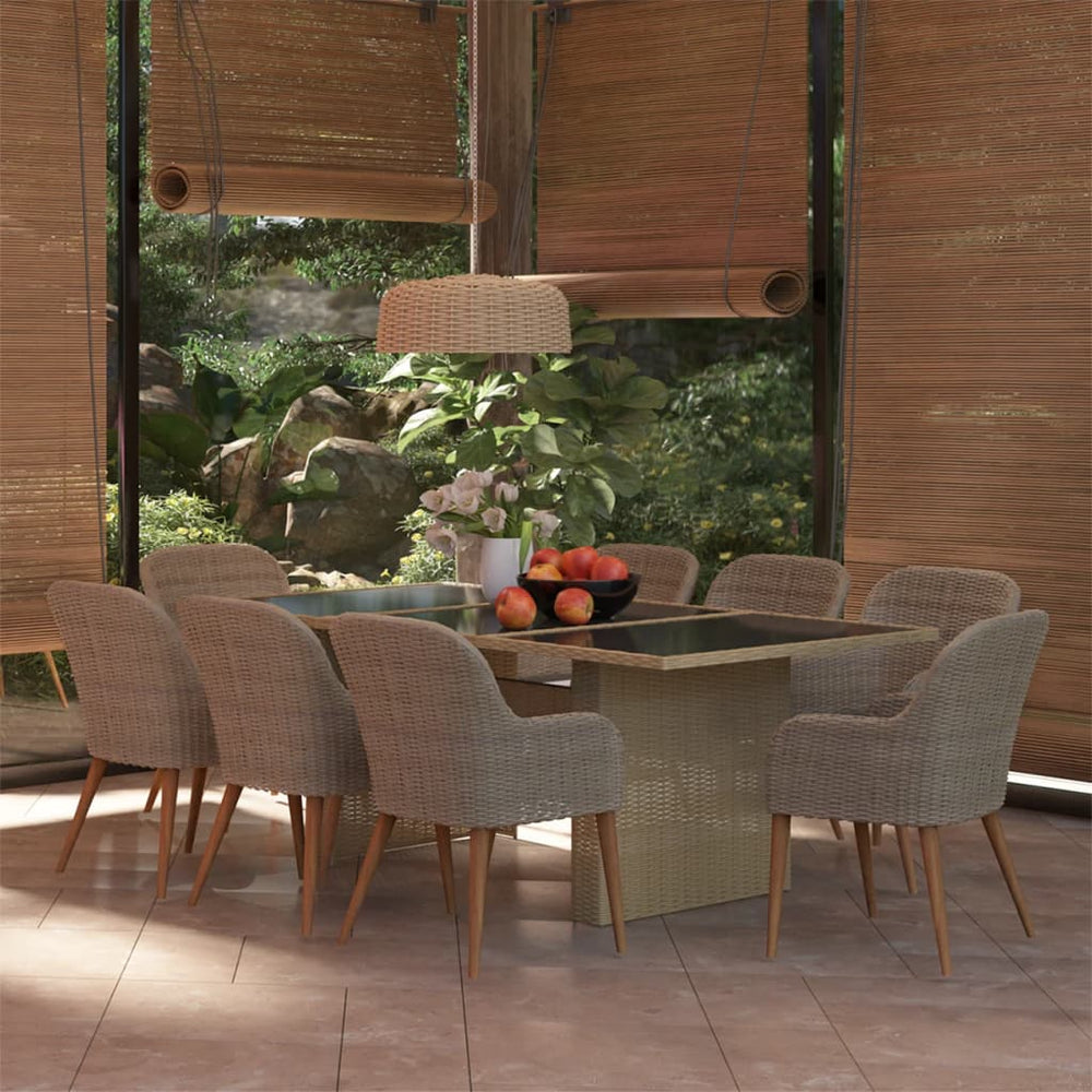 vidaXL Salon de jardin à dîner 9 pcs Résine tressée Marron